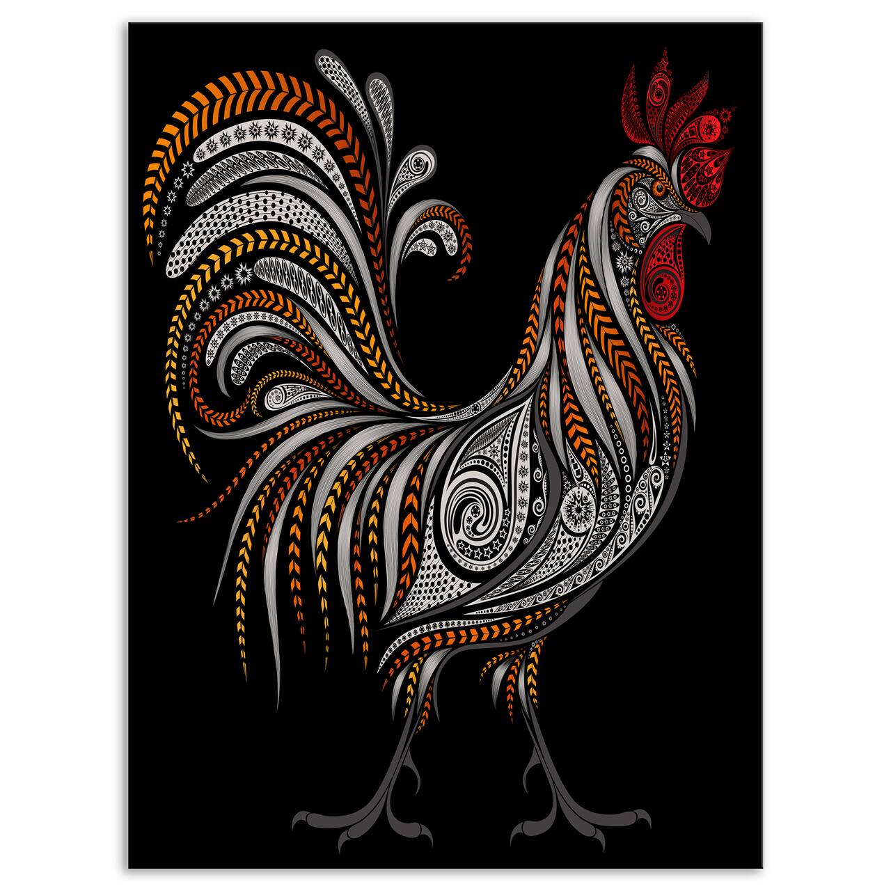 Designart - Vintage rooster - of Farmhouse Animals of Painting Print on Wrapped Canvas